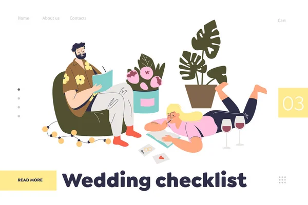 婚礼清单登陆页面概念为婚礼规划管理服务网站 — 图库矢量图片