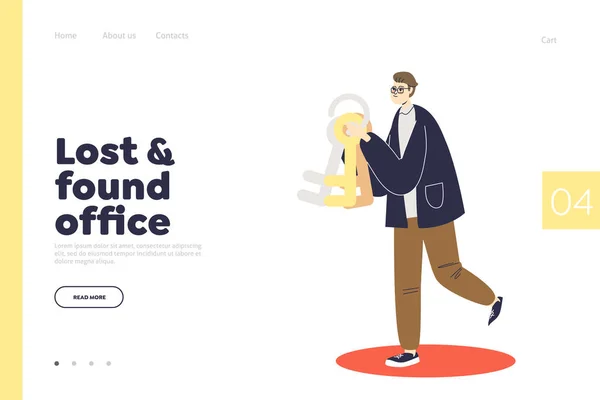Online lost and found service or office landing page for website template — Stock Vector