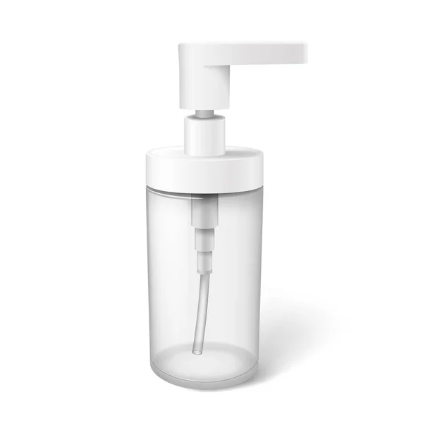 Flasche für Seife oder Desinfektionsmittel mit Pumpenspender isoliert auf weißem Hintergrund — Stockvektor
