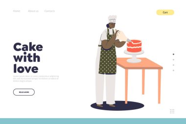 Sevgiyle pasta, bayram pastası süsleyen kadın pastacı ile şekerleme servisi iniş sayfası