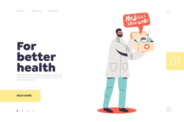 Sağlık sigortası konseptiyle daha iyi sağlık. Doktor elinde ilaç tutarken.