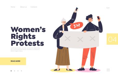 Kadın hakları, siyasi bayrak ve tezahürat işaretleri taşıyan kadınların iniş sayfasını protesto etti