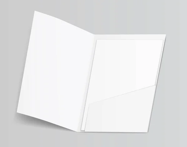 Dossier blanc propre 3D vierge pour feuilles de documents A4 conteneur isolé sur fond gris — Image vectorielle