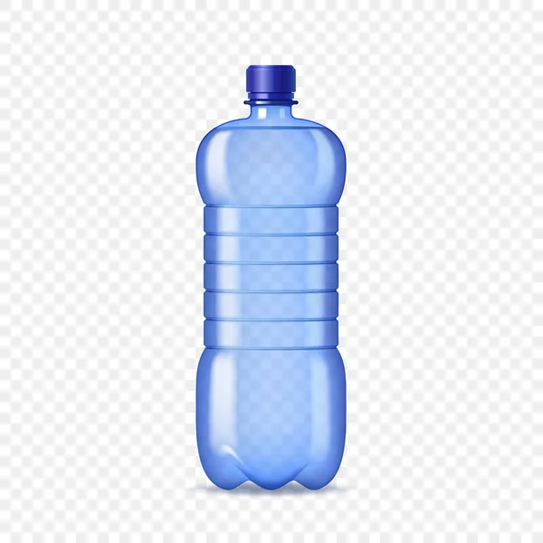 Botella azul de agua sin plantilla de etiqueta para marcar sobre fondo transparente — Vector de stock