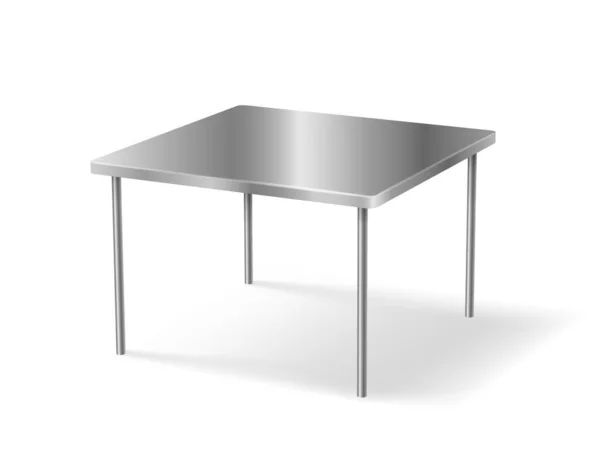 Mesa de metal realista 3d objeto rectangular aislado sobre fondo blanco — Archivo Imágenes Vectoriales