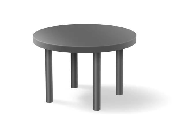 Ρεαλιστικό γκρι στρογγυλό τραπέζι 3d αντικείμενο απομονώνονται σε λευκό φόντο — Διανυσματικό Αρχείο