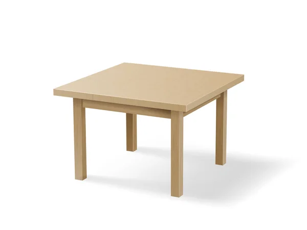 Table en bois réaliste objet 3d isolé sur fond blanc — Image vectorielle