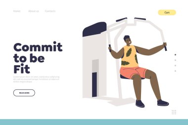 Spor makinesinde egzersiz yapan ve kol kaslarını çalıştıran bir adamın iniş sayfası konsepti olun.