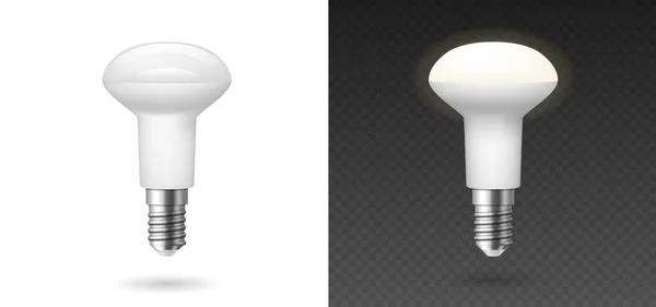 Gloeiende TL-lampen, realistische stijl. Verantwoord energiegebruik en ecologisch concept. — Stockvector