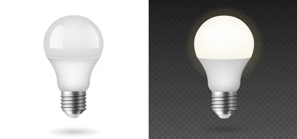 LED-es fénykibocsátó dióda energiatakarékos izzó elszigetelt sablon háttér — Stock Vector