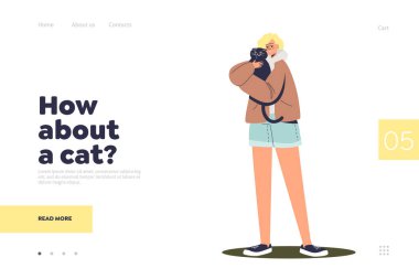 Barınaktan alınmış kedi yavrusuna sarılan mutlu bir kızın olduğu kedi iniş sayfasına ne dersin? Hayvanlı hayvan sahibi.