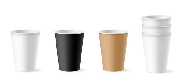 Conjunto de tazas desechables para llevar plantilla de café o té y editable para marca y etiqueta — Vector de stock