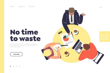 İş adamlarının beyin fırtınası, takım çalışması ve işbirliği konseptiyle iniş sayfası şablonu