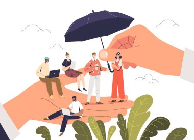 Patron, çalışan bakımı ve korunması kavramına sahip küçük çizgi film çalışanlarını tutuyor.