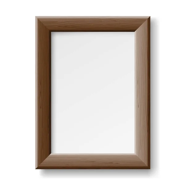 Cadre rectangulaire en bois pour image ou photo sur mur. Modèle de conception 3d pour la maison ou le bureau — Image vectorielle