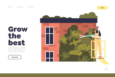 Bahçıvanların bitkilerle ilgilendiği yüzey konsepti üzerine dikey bahçeler.