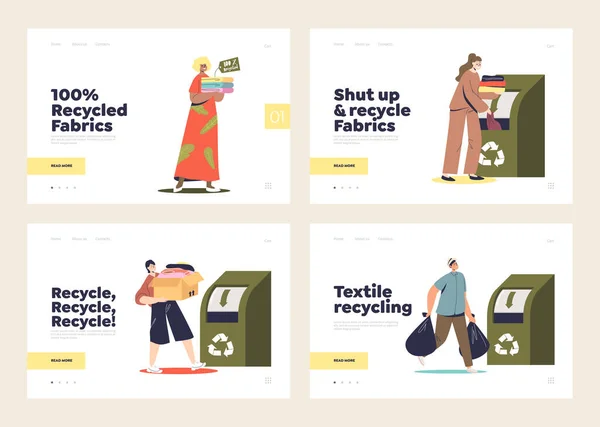 Conjunto de landing pages para concepto de reciclaje de ropa. Moda ecológica y sostenible — Archivo Imágenes Vectoriales