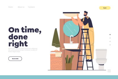 İniş sayfasının yenilenmesi, elektrikçinin tamir edildikten sonra yeni lamba takması