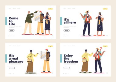 Kayıp turistlerin şablon iniş sayfaları kavramına kafası karışmış gezginlerle yardım etmek