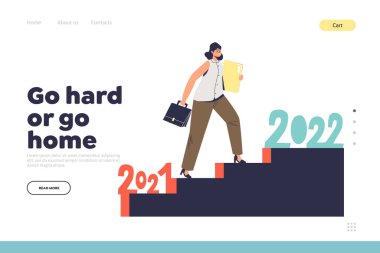 Kariyer büyümesi için üst kata tırmanan iş kadınıyla iniş sayfası kavramı zor olacak.