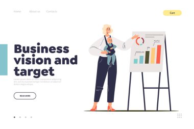 Yeni doğmuş bir projeyle iş kadınıyla iş görüşü ve hedef iniş sayfası