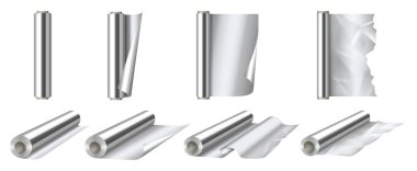 Alüminyum folyo rulo hazır. 3D detaylı parlak gümüş folyo rulo sarma veya dekorasyon için