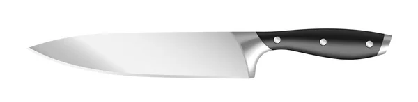 Realistisches Messer für Haus- oder Restaurantküche mit scharfer Stahlklinge isoliert — Stockvektor