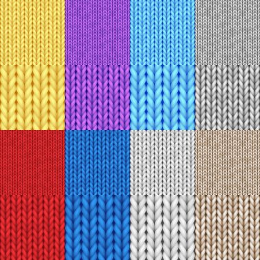 Detaylı yün örülmüş, dikişsiz desenler. Desenli örgü arkaplan koleksiyonu