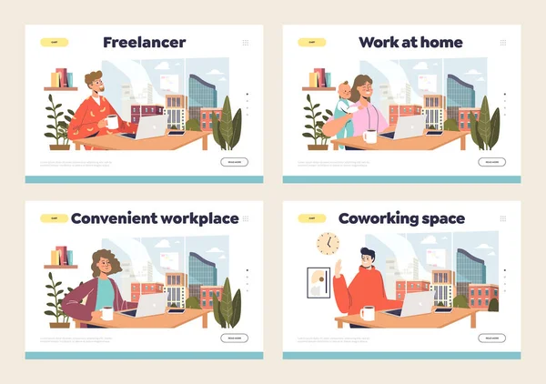 Evden ya da iş yerinden bağımsız işçilerle uzak iş yeri iniş sayfaları