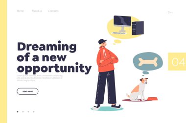 Genç bir oğlanla yeni bir fırsat konsepti hayal ediyorum. Yeni bir modern bilgisayar hayali.