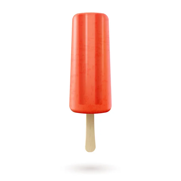 Realistische ijsje fruit ijs geïsoleerd. Sap icecream smaak dessert op houten stok — Stockvector