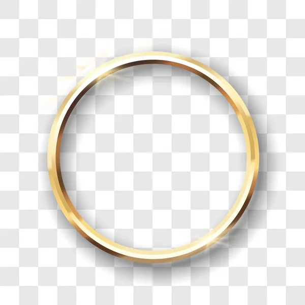 Arany kör keret elkülönítve. Sablon arany gyűrű fénykép, kép vagy tükör 3D-s ragyogó hatása — Stock Vector