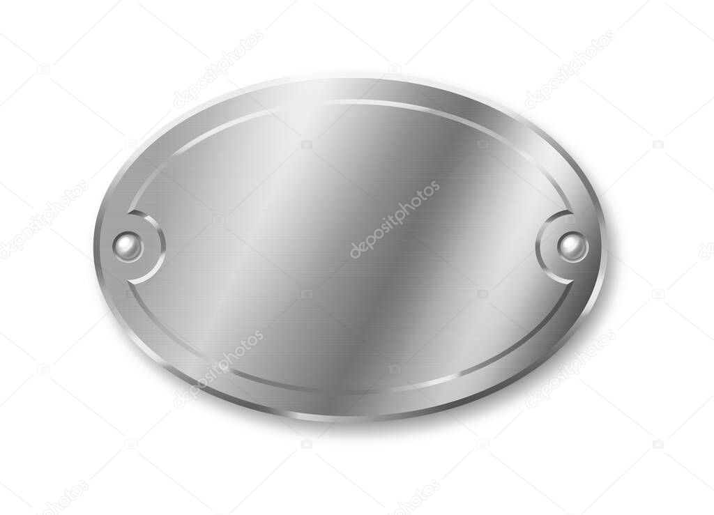 Realistic Silver Plaque Metal Frame For Door Or Office Nameplate Metal Badge Name Plate Empty Template Label Design 3d Vector Illustration Premium Vector In Adobe Illustrator Ai Ai Format