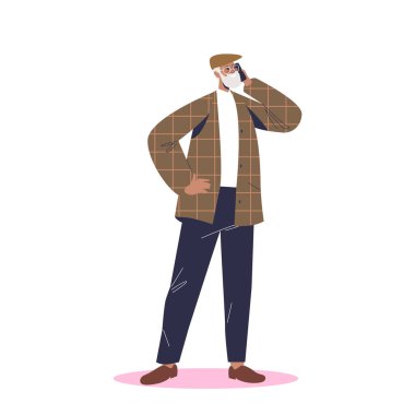 Akıllı telefondan konuşan kıdemli iş adamı. Yaşlı adamın cep telefonu konuşmaları var.