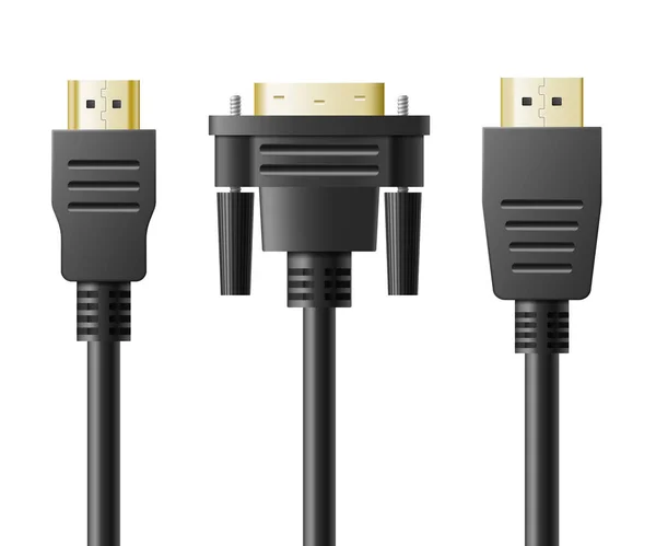 USB-Kabel, Handy-Ladegeräte. Elektrisches Gerät der Ladetechnologie Satz von Computer-Stecker — Stockvektor