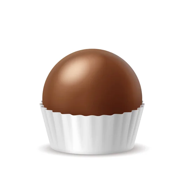 Реалістичні молочні шоколадні цукерки в паперовій обгортці ізольовані на білому тлі. десерт какао бонусу — стоковий вектор
