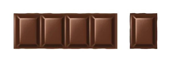 Реалистичный молочный шоколад и кусок. Коричневый вкусный макет натурального шоколадного десерта — стоковый вектор