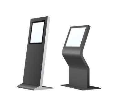 Dokunmatik ekranlı self servis kiosk. Bankadan gelen fatura. Müşteri siparişi için terminal