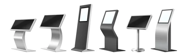 Différents kiosques d'auto-commande ensemble réaliste. Tableaux interactifs avec écran tactile — Image vectorielle
