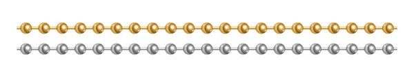 Joyería realista cadenas de oro y plata. Conjunto de eslabones de joyas de lujo que complementa el diseño — Archivo Imágenes Vectoriales
