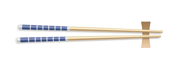 Wooden chopsticks pair isolated. Traditional kitchen utensils for asian food cuisine eating — ストックベクタ