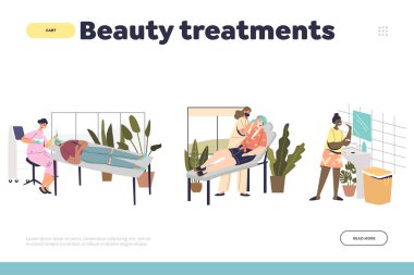 Güzellik tedavi konsepti kadın iniş sayfası kozmetoloji prosedürünü evde ya da kuaförde yapar