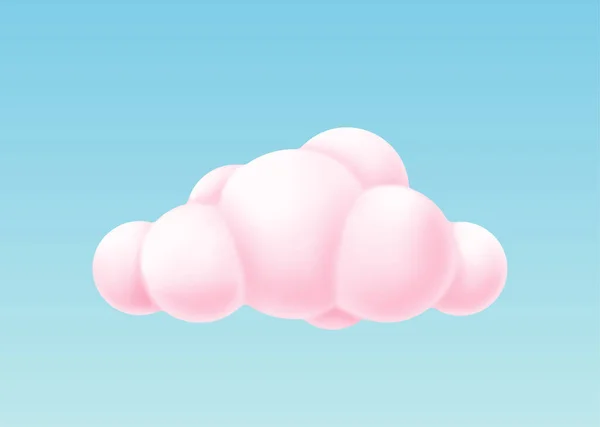 Nube de burbujas rosa aislada sobre fondo azul. 3d renderizar cielo o decoración elemento diseño — Archivo Imágenes Vectoriales