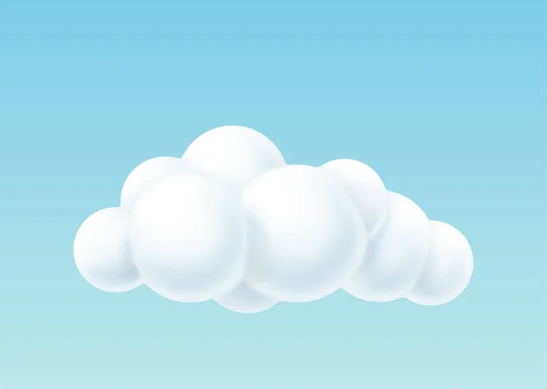 3D-Wolke mit runden weißen Blasen. Flauschig weiche Wolkenlandschaft Himmel isoliert auf weißem Hintergrund — Stockvektor