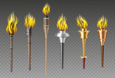 Meşale ateşi yakıldı. Gerçekçi ortaçağ olimpiyat oyunları alev alev yanan fener ya da flambeau