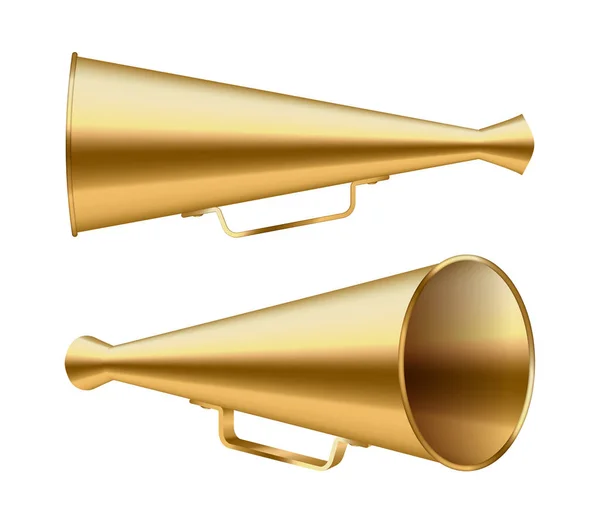 Zestaw zabytkowych kolumn megafonowych lub megafonów. Głośnik Retro Horn, wzmacniacz dźwięku — Wektor stockowy