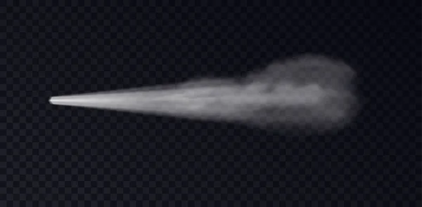 Vind blåser eller ångande spray, vit rök realistisk isolerad på mörk mall bakgrund — Stock vektor