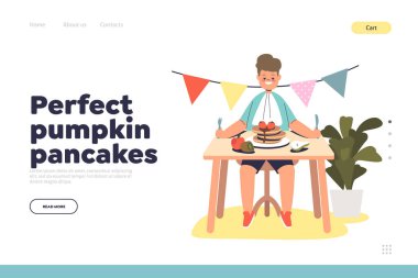 Kahvaltı için balkabaklı gözleme. Çocuk sağlıklı ve lezzetli yemekler yiyor.