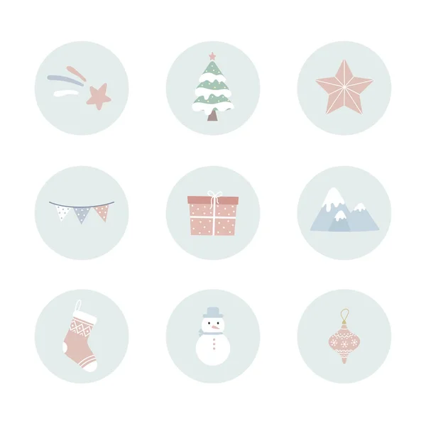 Set Von Symbolen Für Das Neue Jahr Weihnachten Vektor Illustration — Stockvektor
