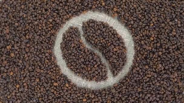 Kávová zrna. Symbol kávového zrna — Stock video